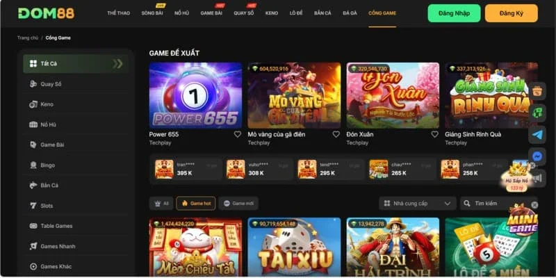 Kho game hấp dẫn trên nền tảng DOM88